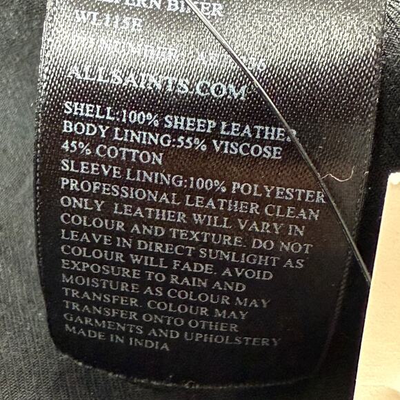 ALLSAINTS Balfern Biker cropped black sheep leather motorcycle jacket - Picture 12 of 16